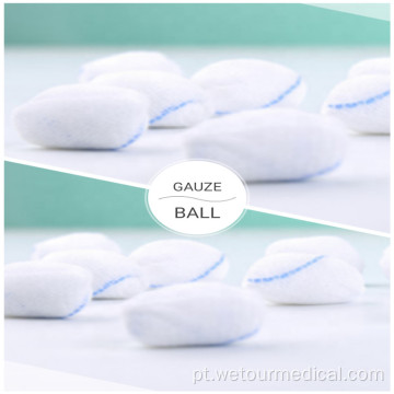 Bola de gaze de algodão esterilizada absorvente descartável médica